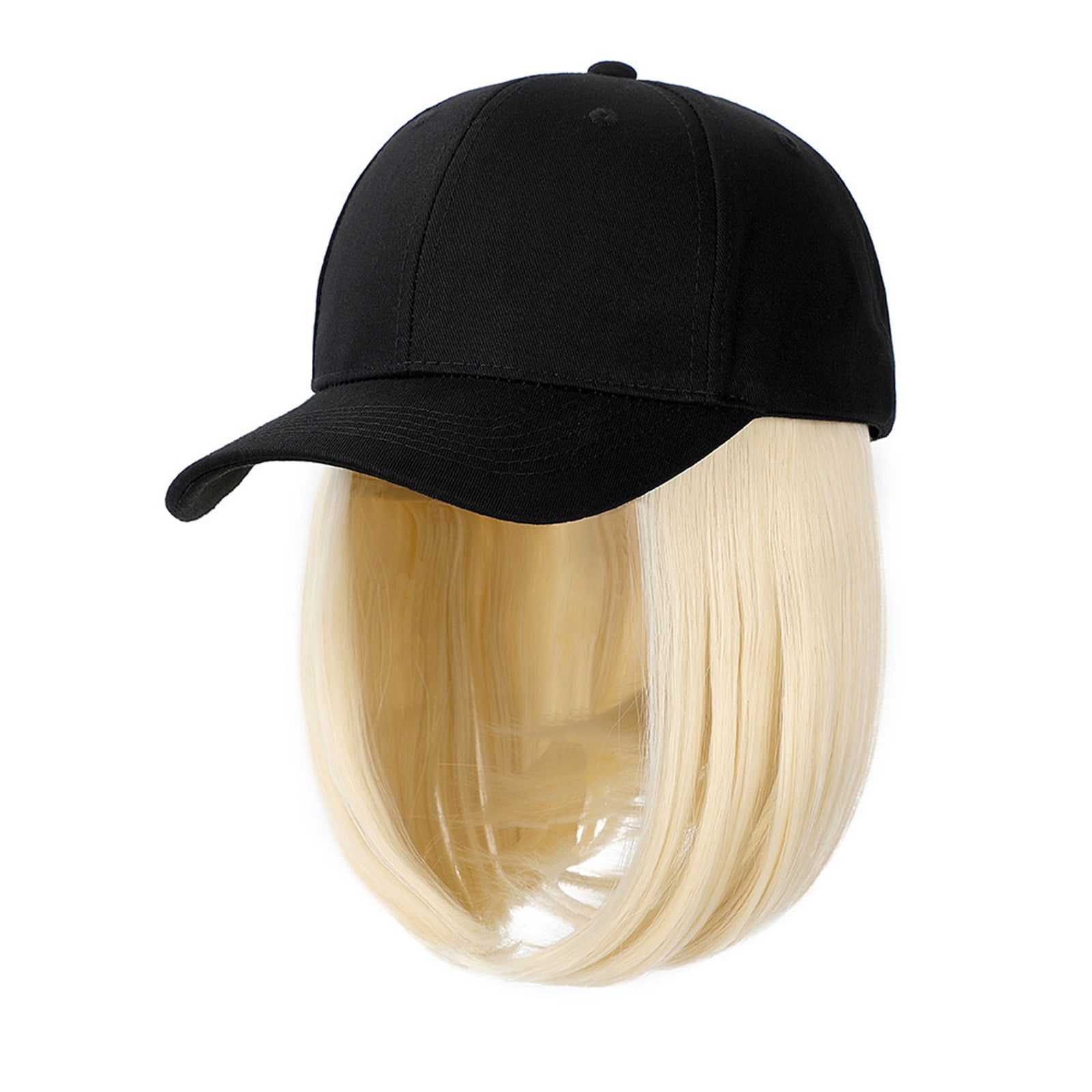 EKOUSN Black and Friday Deals Baseball Cap Wigs For Women Black Hat