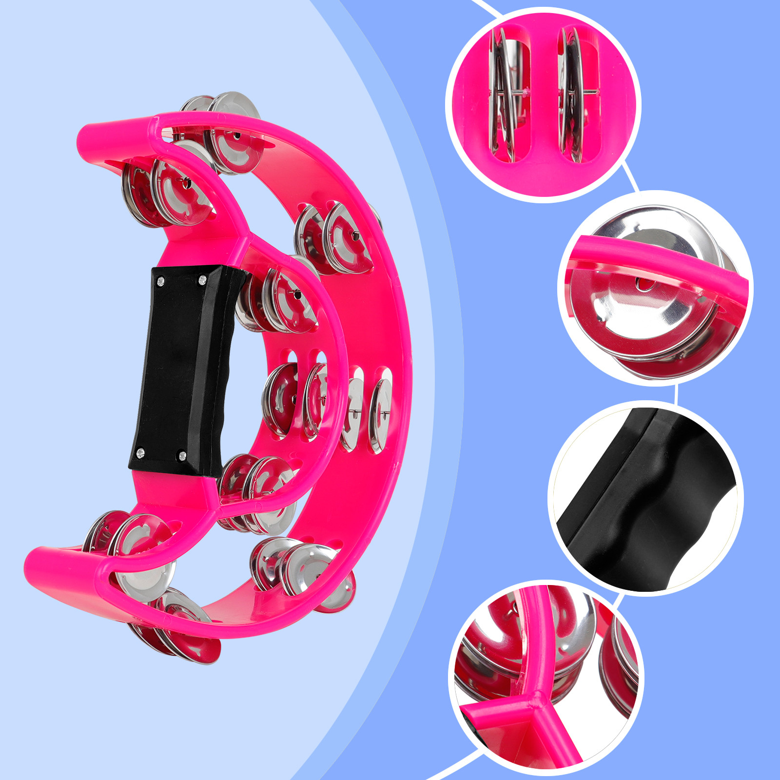 EKOUSN Black and Friday Deals Double Lines Tambourine, Funny Metal Hand