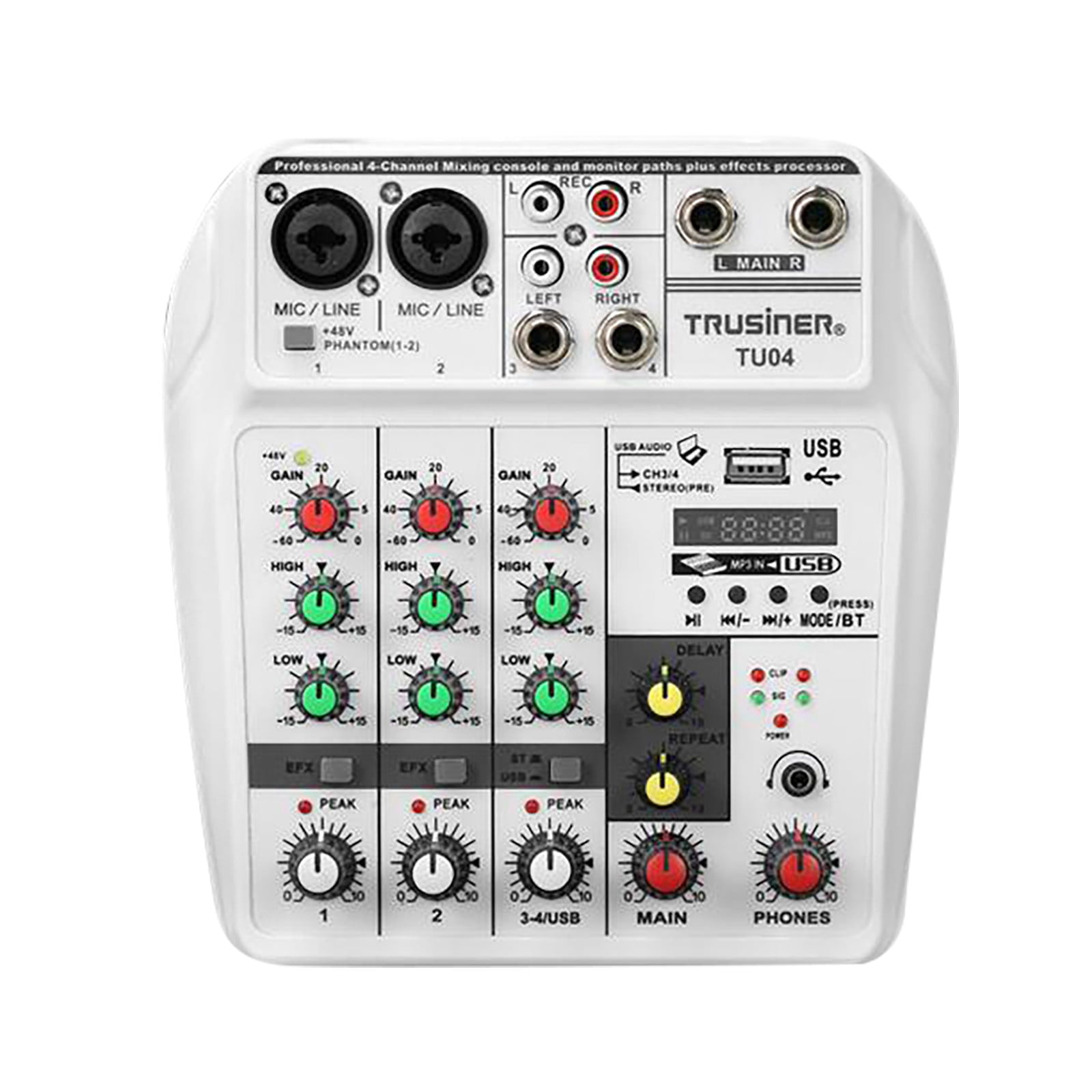 EKOUSN Bluetooth Sound Card Digital Mixer 4way Live Stage USB Mini