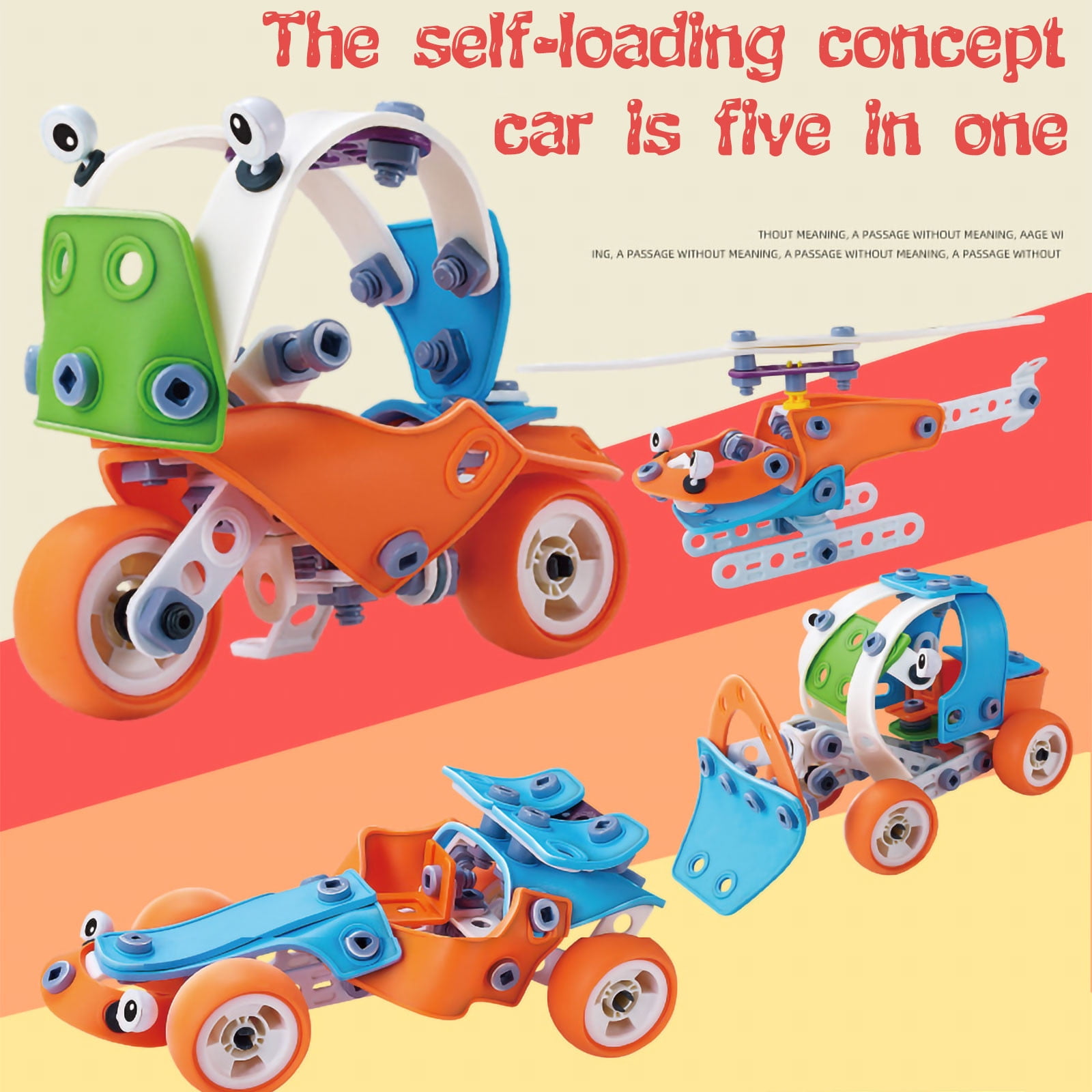 EKOUSN Children's Selfassembled DIY 5 in 1 Soft Rubber Concept Car Toy