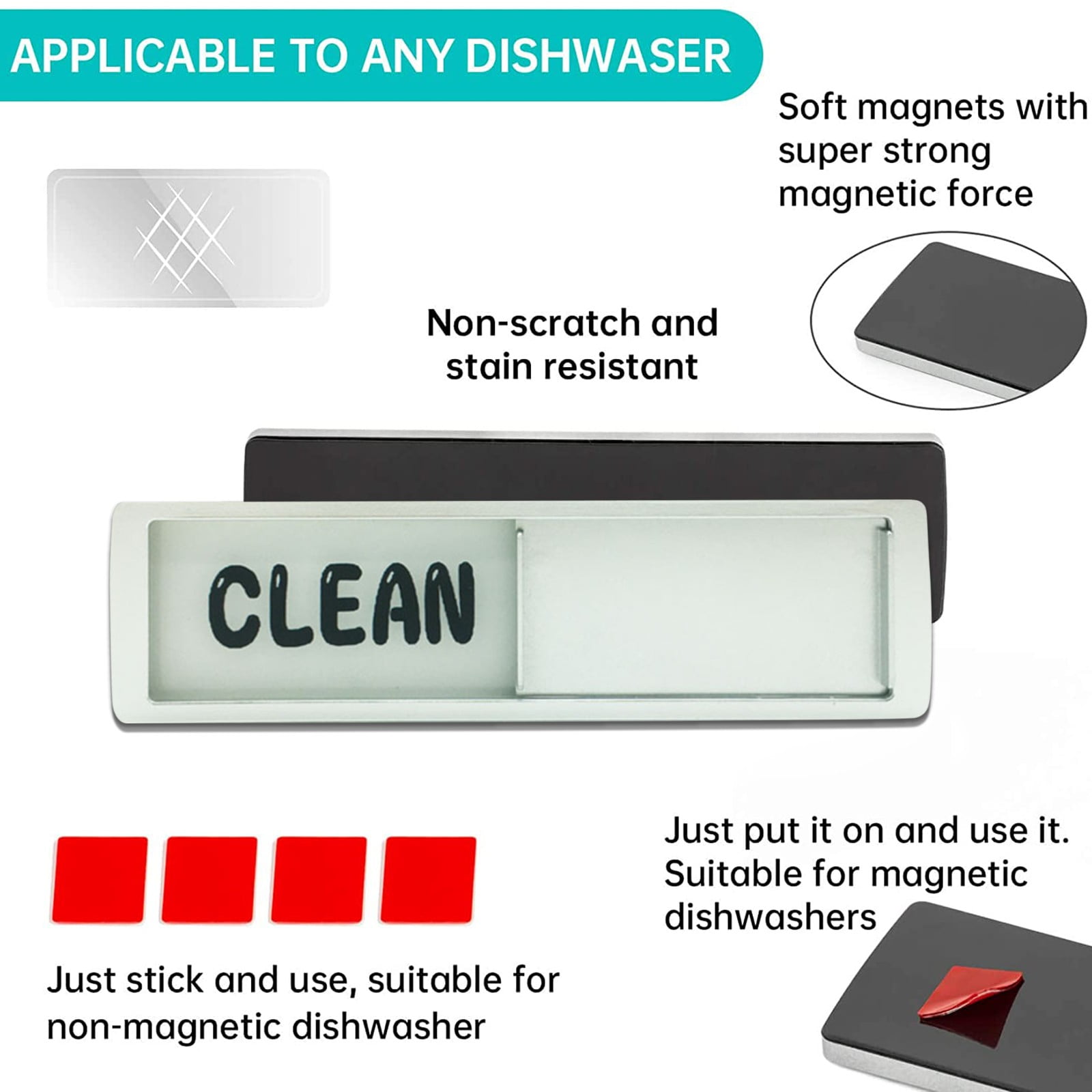 EKOUSN Clean Dirty Sign Dishwasher Slider Indicator Suit All