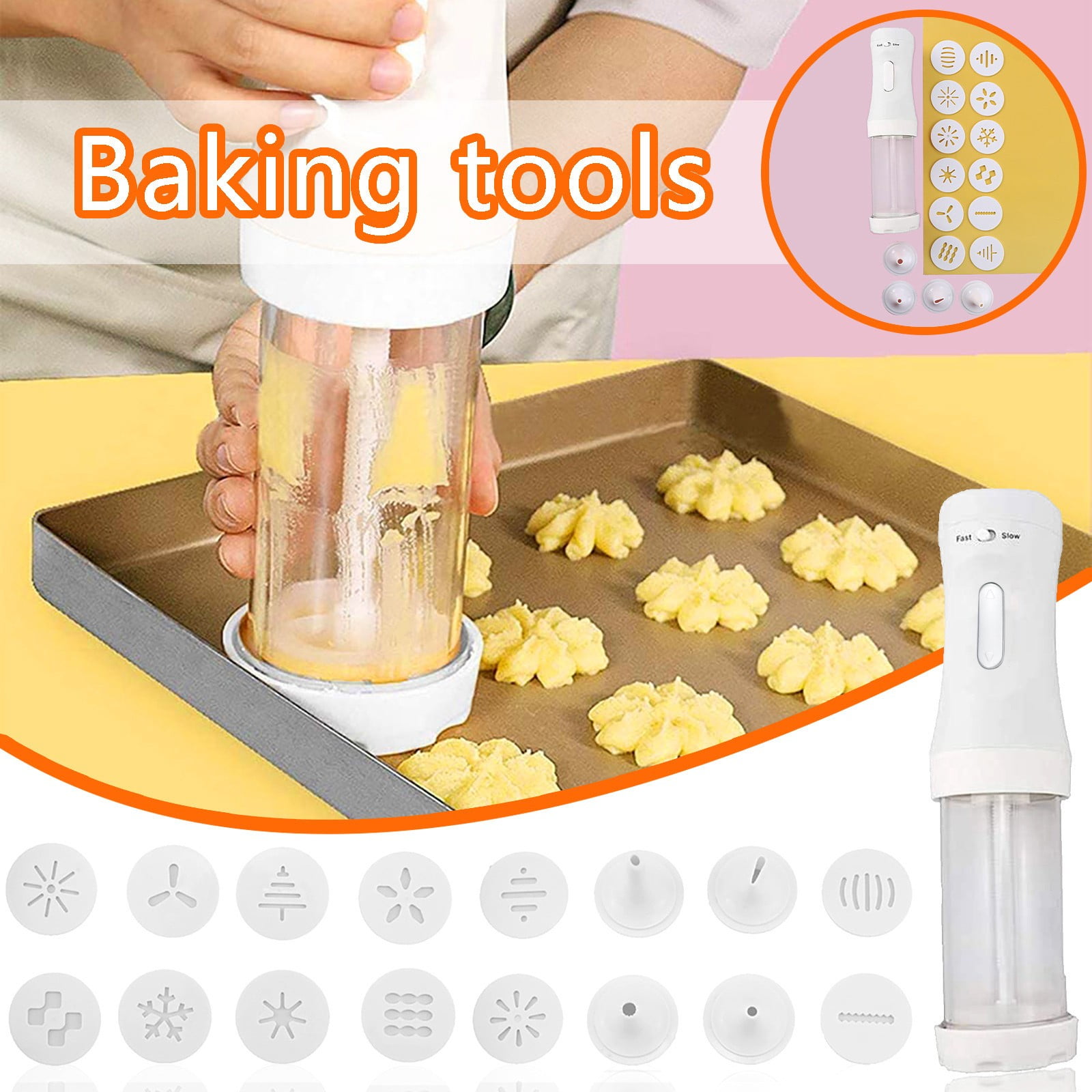 EKOUSN Cookie Maker Kit Electric Cookie Decorating Tool With 12 Discs
