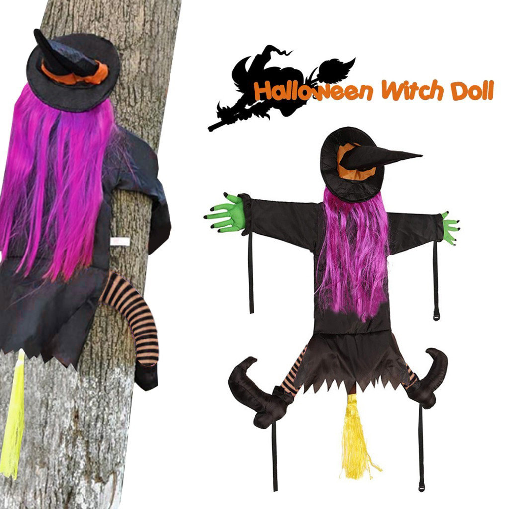 EKOUSN Crashing Witch into Tree Halloween Decoration Door Porch Tree