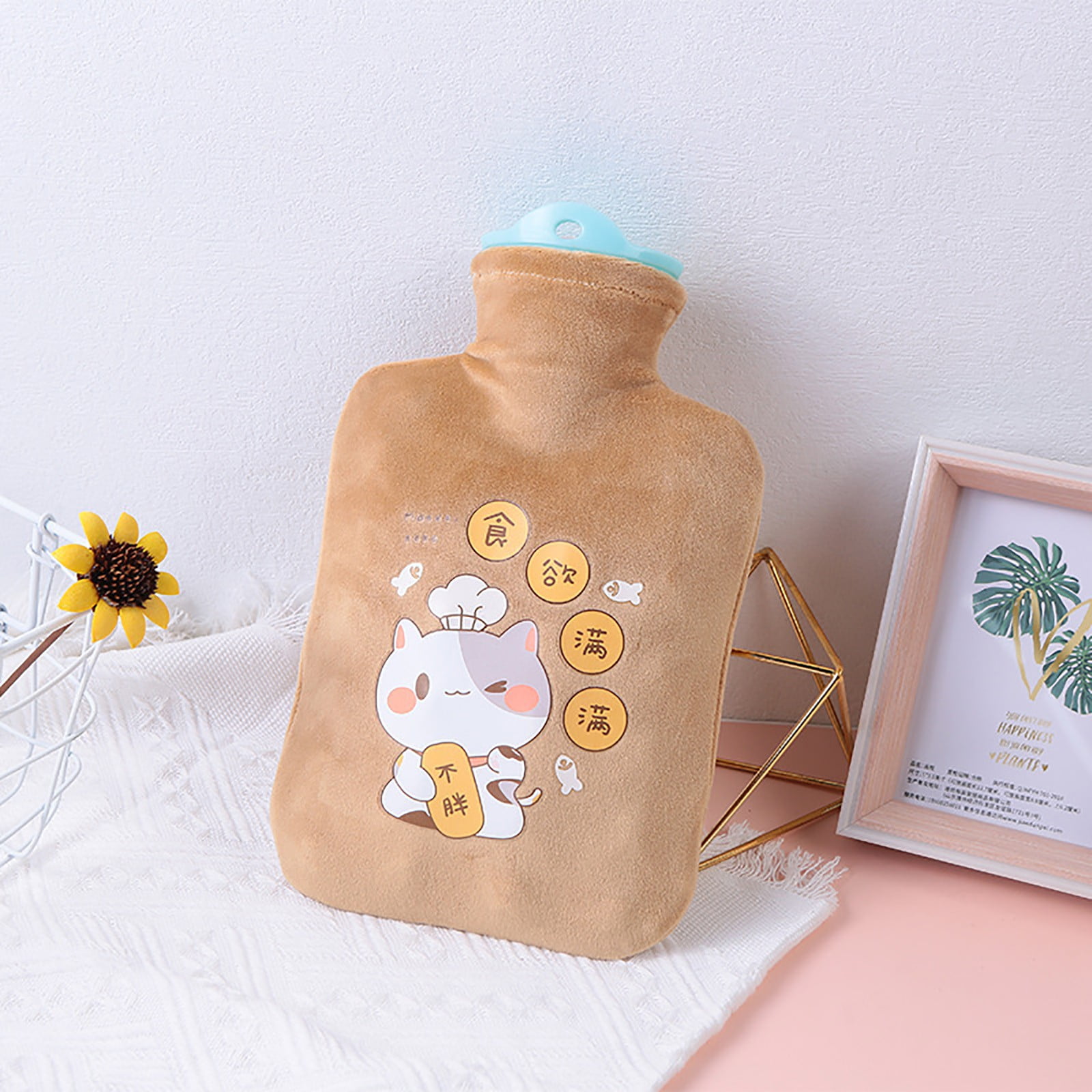 EKOUSN Hot Water Bottle With Cute Fleece Cover 500ml/1L Hot Water Bag