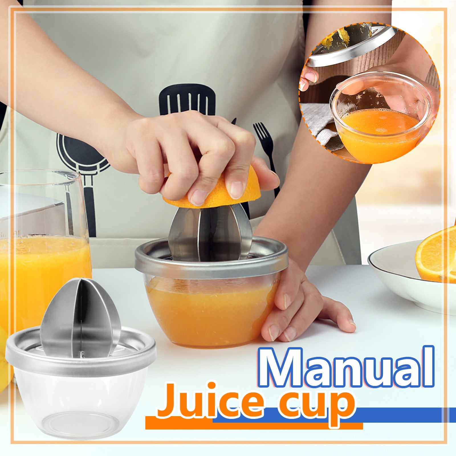 EKOUSN Lemon Squeezer Stainless Steel, Manual Lemon Orange Juicer Easy