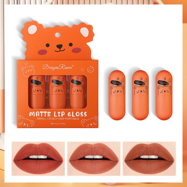 EKOUSN Lip Glaze Cute Bear Is Not Easy To Stick To Cup Lipstick Lip