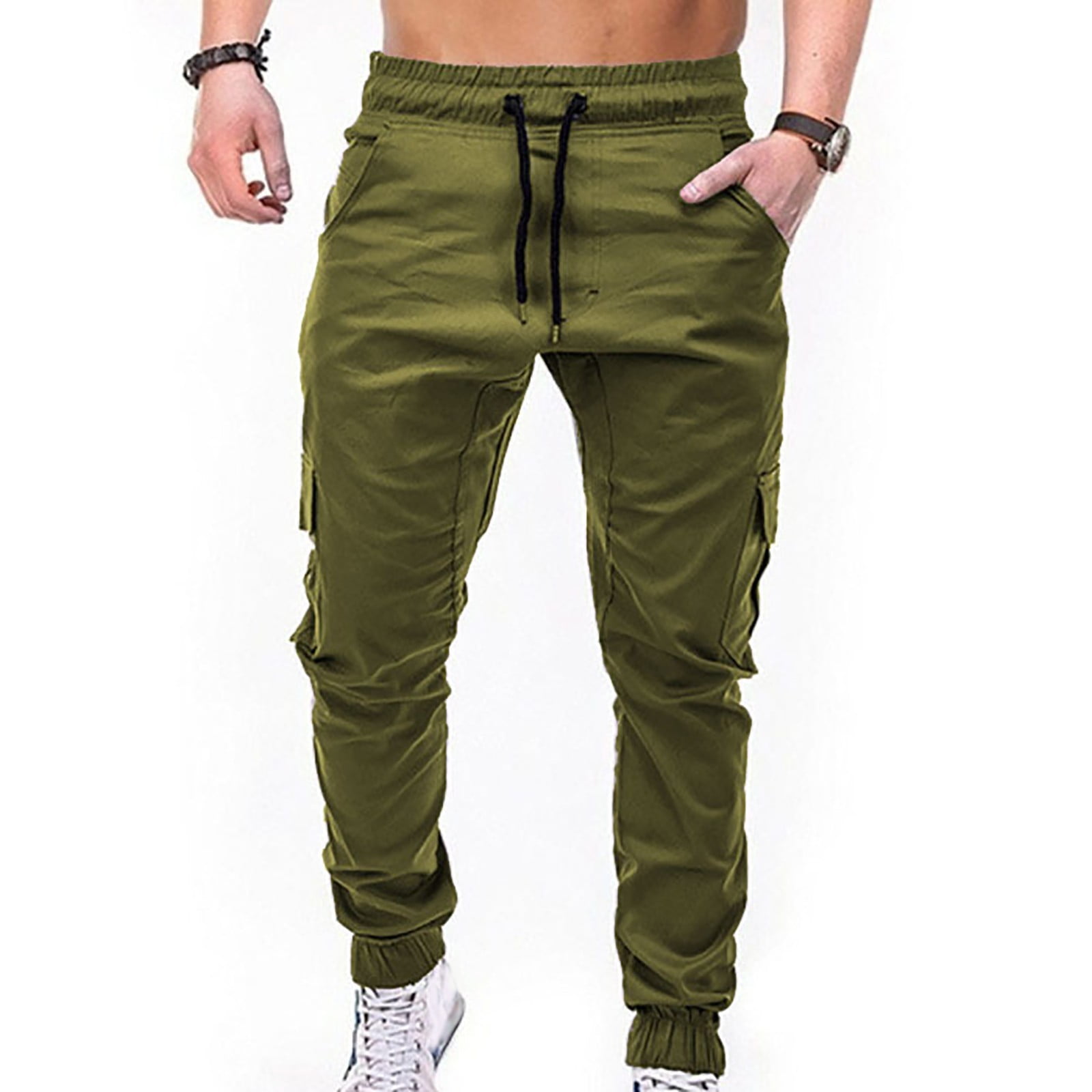 EKOUSN Men's Drawstring Linen Pants Casual Summer Beach Loose Trousers