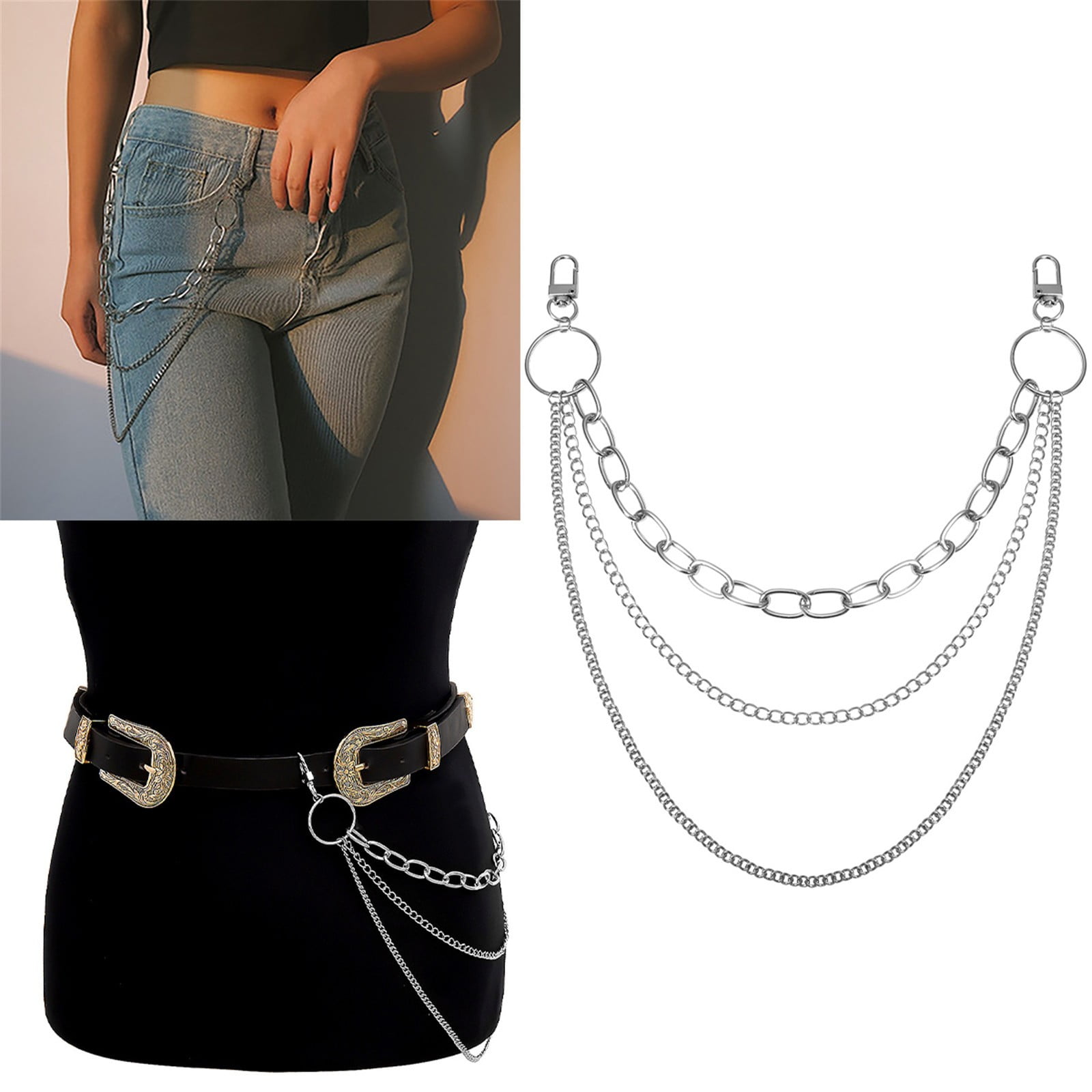 EKOUSN Pants Chain Pants Chains Hippop Jean Metal Pants Chain Women