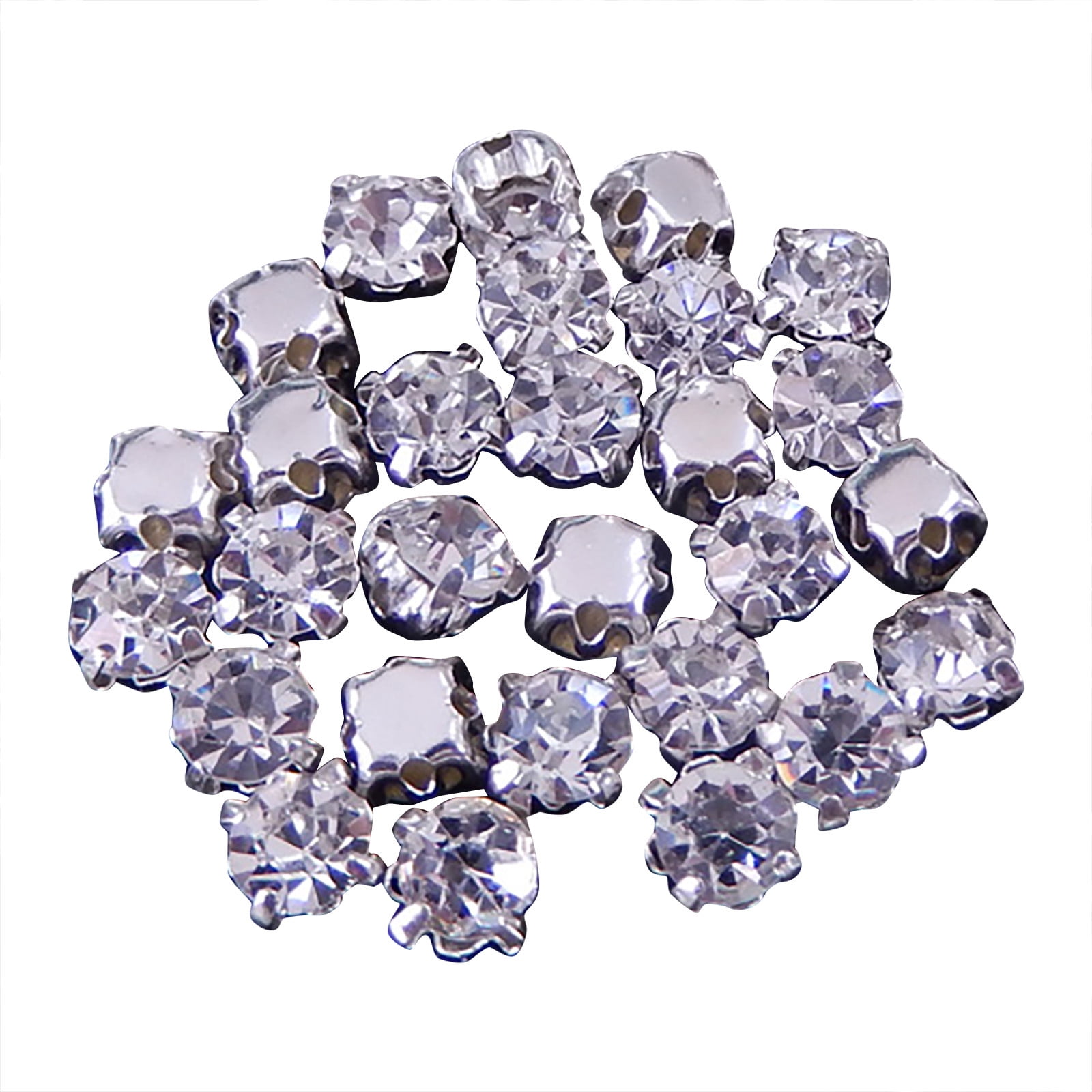 EKOUSN Round Shapes & Gold Sew On Rhinestones with Crystal Glass