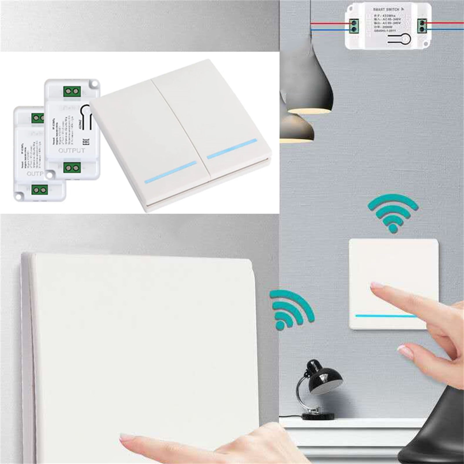 EKOUSN Wireless Controller No Battery Need And Relay Receiver For Light/home Appliance