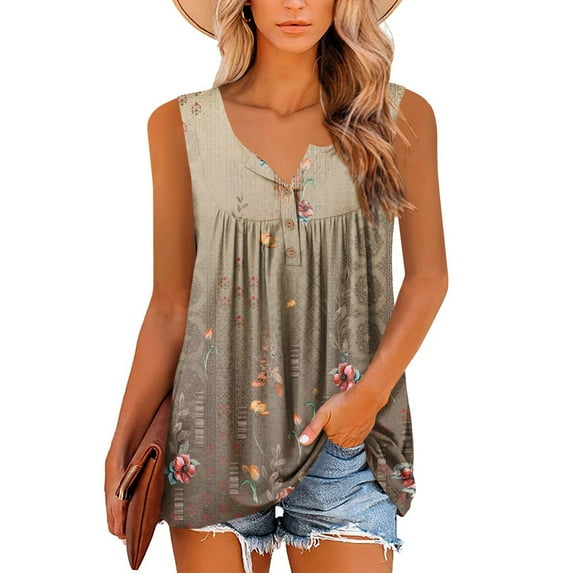 EKOUSN Womens Casual Sleeveless Camis Tank Tops Loose Fit Cute Tunic Pleated Fashion Shirts
