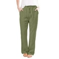thumbnail image 1 of EKOUSN Womens Fashion Cargo Pants Women Casual Cotton Hemp Drawstring Solid Color Beach Trousers Plus Size Womens Pants Army Green 5X, 1 of 4