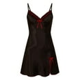 thumbnail image 1 of EKOUSN Womens Fashion Shapewear Full Figure Bras T-Shirt Bras Dress Satin Slip Silk Bow Solid Color Sexy Sleepwear Lingerie Dress Black S, 1 of 2