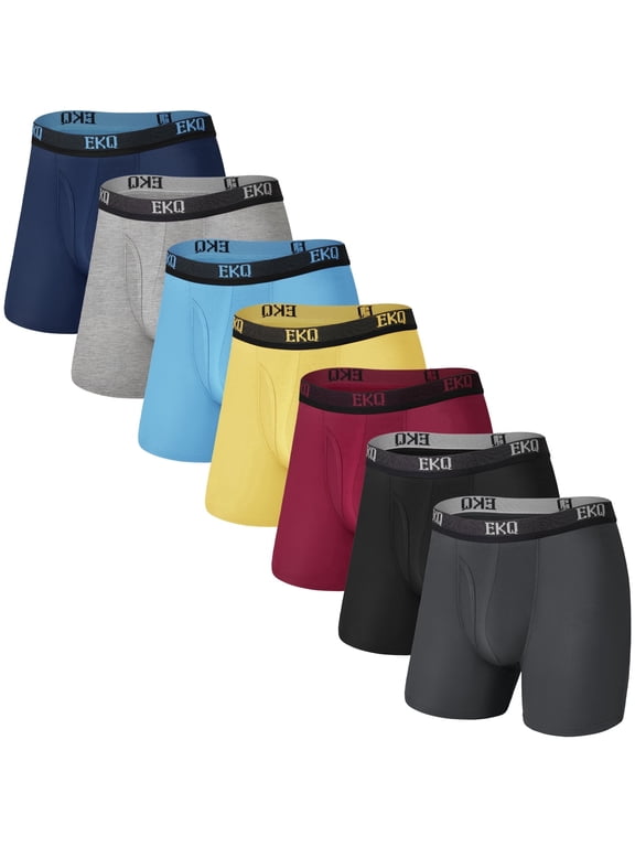 Bamboo Mens Underwear 7 Pack, Rayon Made from Bamboo Boxer Briefs for Men, Cooling Breathable Soft Men's Boxers with 3D Fly Pouch, Moisture Wicking No Ride Up Stretchy Underwear Multipack,XL