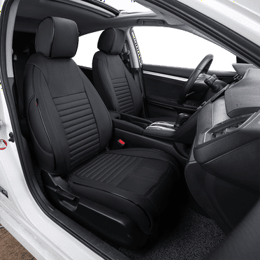 EKR Custom Civic Car Seat Covers for Select Honda Civic Sedan,Sport,LX 2022 2023 2024 - Leatherette Full Set Auto Seat Cover ( Black)