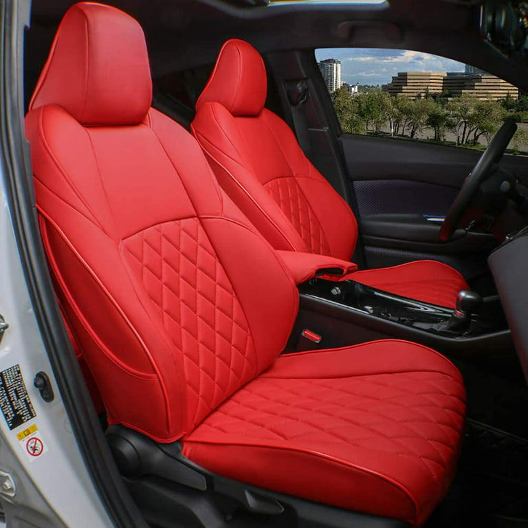 EKR Custom Fit CHR Car Seat Covers for Toyota CHR 2017 2018 2019 2020 2021  2022 -Leatherette Full Set Cover(Red) 