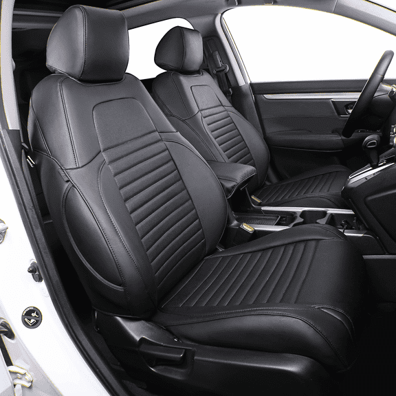 EKR Custom Fit CRV Seat Cover for Honda CRV LX,EX,SE,EX-L,Touring 2012 2013 2014-Breathable Leather Auto Seat Covers(Full Set,Black)