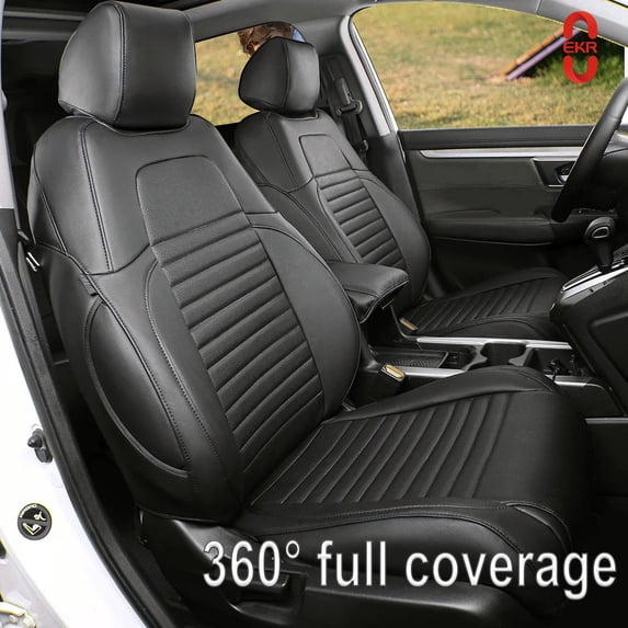 EKR Custom Fit CRV Car Seat Cover for 2017-2020 Honda CR-V EX, EX-L, LX, Touring & 2020-2022 CRV Hybrid EX, EX-L, Touring-Waterproof faux Leather Auto Seat Covers Full Set(Black)