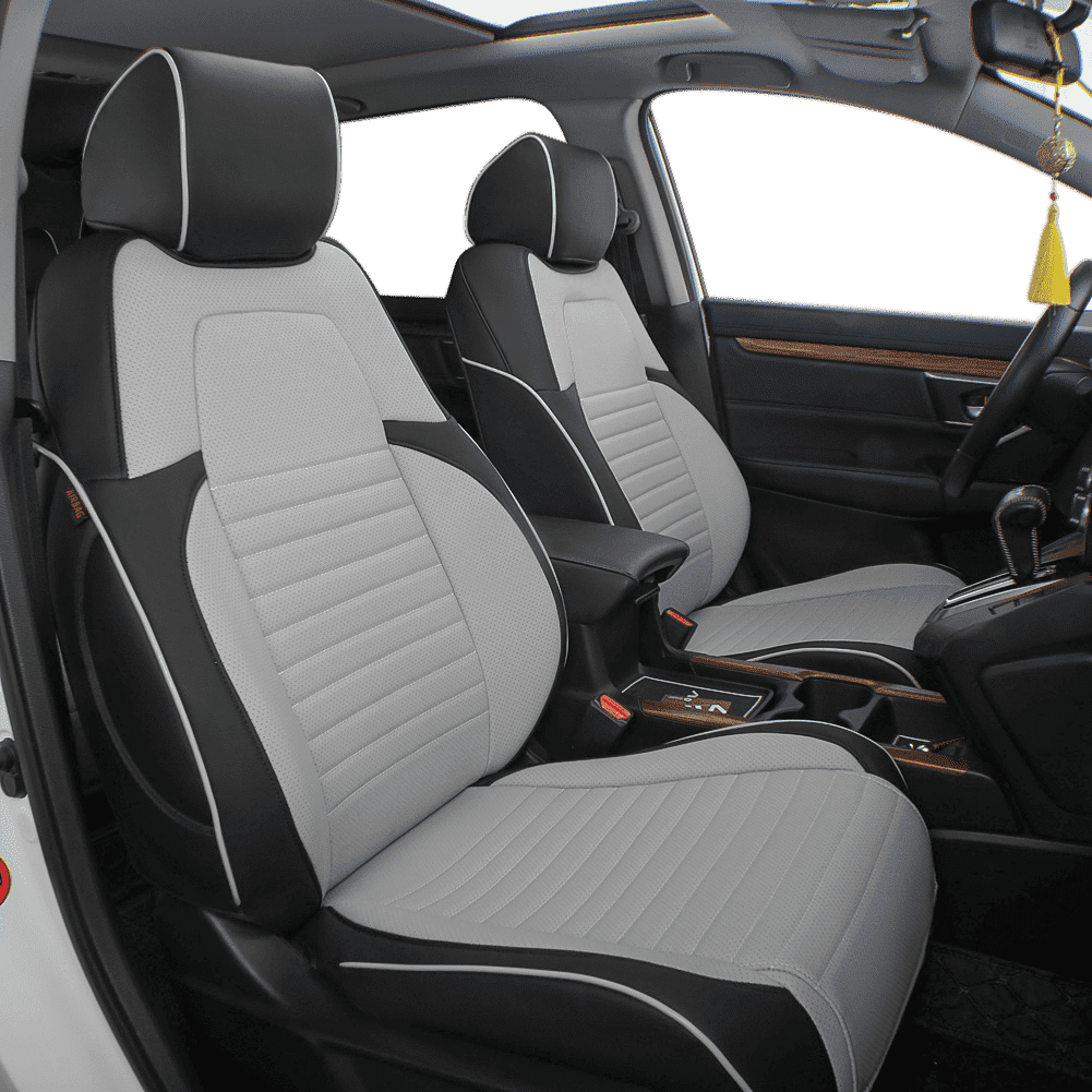 EKR CRV Seat Covers Custom Fit for Honda CRV 2015 2016 Full Set Car Seat Cover for SUV, Leather Truck Seat Protectors,Faux Leather Black/Gray