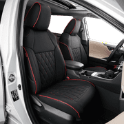EKR Custom Fit CX-5 Car Seat Covers for Select Mazda CX-5 2017-2021 CX-5 Sport & 2022 2023 2024 2025 CX-5 S,Rear Row 40/60 Split W/No Armrest ,Leatherette Full SetBlack with Red Piping