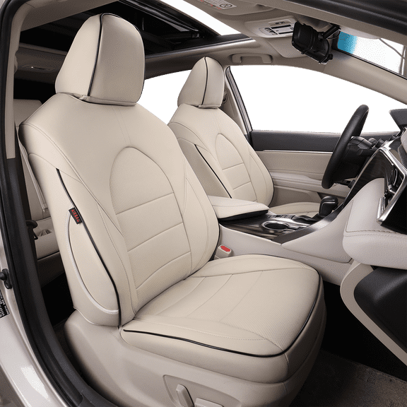 EKR Custom Fit Camry Car Seat Covers for Toyota Camry SE,SE Sport,SE Limited,XSE 2012 2013 2014 2015 2016 2017(Not for Hybrid) -Full Set,Leather(Beige)