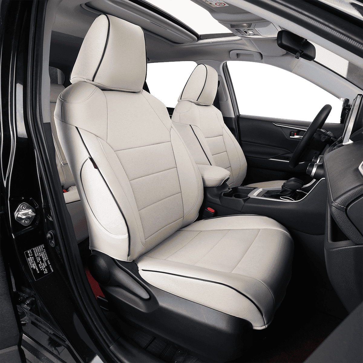 EKR Custom Fit Car Seat Covers Fit for Toyota RAV4 LE 2013-2018 Full Set Leather Seat Cushion Waterproof Automotive Seat Protectors (Beige)