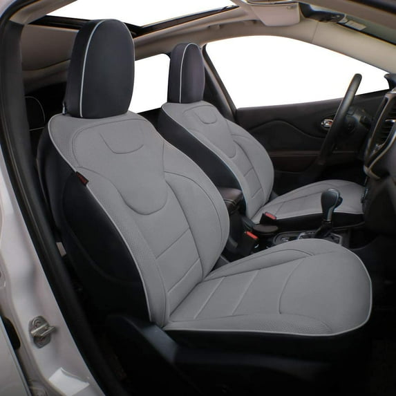 EKR Custom Fit Explorer Car Seat Covers for Ford Explorer 2018 2019 - Three-Row Model,Second Row 40/60 Split,Full Set Leatherette (Black with Gray)