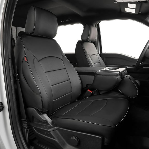EKR F150 Seat Covers Custom Fit for (SuperCab) Ford F-150 STX  2026 & F150 XL/XLT 2021-2026 & Lariat 2021-2022 & F-250/F-350 XL/XLT Full Set, 2DR Rear W/NO Armrest-Leather  (Black)