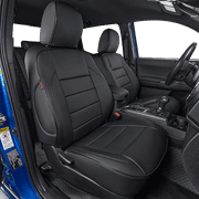 EKR Custom Fit F150 Car Seat Covers for 2021 2022 2023 2024 Ford F150 Super Cab XL, XLT, Lariat, STX (2 Doors,2 Row Only), Leather (Black)