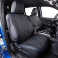 thumbnail image 1 of EKR Custom Fit Front Row Tacoma Car Seat Covers for Toyota Tacoma Double Cab/Crew Cab 2012 2013 2014 2015 - Auto Seat Covers,Leather(Black with Blue Trim), 1 of 4