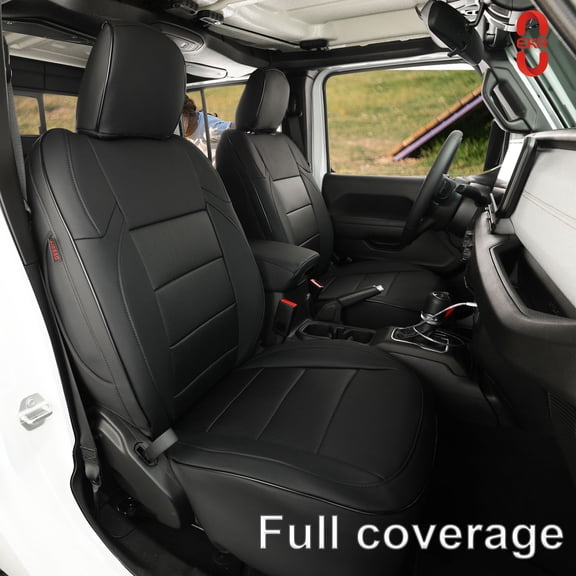 EKR Custom Fit Gladiator Seat Covers for 2020-2025 Jeep Gladiator (Manual Driver Seats & Rear W/NO Armrest)-Full set Waterproof Faux Leather Seat Cover for Truck (Black)