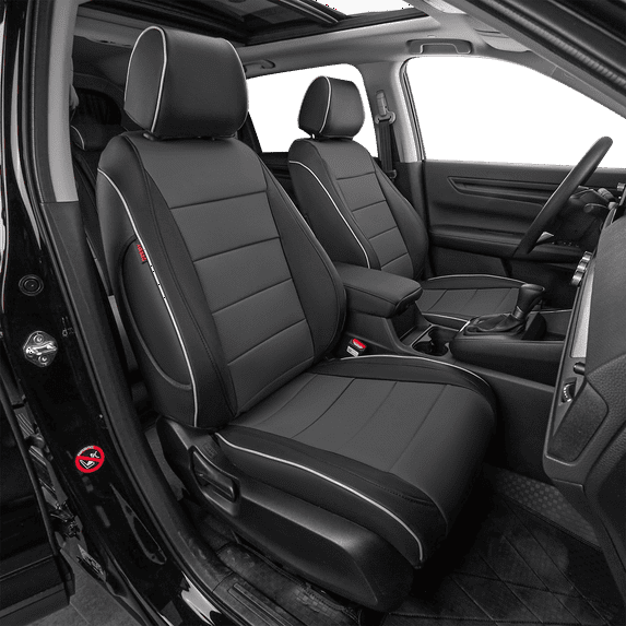 EKR Custom Fit HRV Car Seat Covers for 2016 2017 2018 Honda HRV EX, EX-L, LX 2019 2020 2021 2022 LX - Full Set Leatherette Auto Seat Covers(Black with Gray)