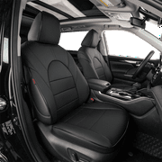 EKR Custom Fit Highlander Car Seat Covers for Toyota Highlander 2020 2021 2022 2023 2024 Three Rows,Second Row 40/60 Split,8 Seat,Leather (Full Set,Black)