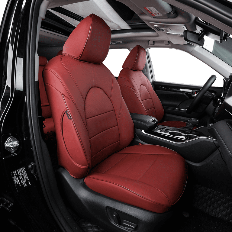 EKR Custom Fit Highlander Car Seat Covers for Toyota Highlander 2020 2021 2022 2023 2024 Three Rows Second Row 40 60 Split 8 Seat Leather Full