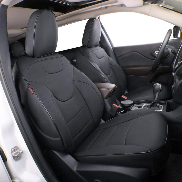 EKR Custom Fit Jeep Car Seat Covers for Jeep Grand Cherokee Not for SRT 2014 2021 Full Set Leather Auto Seat Covers Black