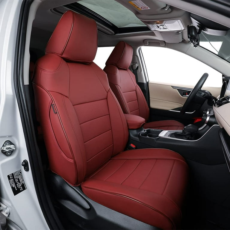 EKR Custom Fit KONA Car Seat Covers for Hyundai KONA 2018 - 2023 - Full Set  Leather Auto Seat Cushions(Burgundy) 