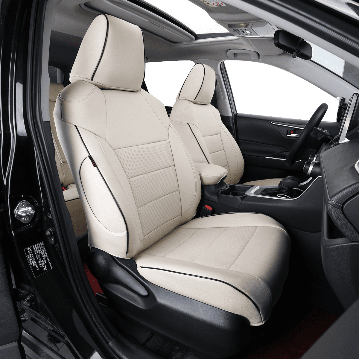 EKR Custom Fit KONA Car Seat Covers for Hyundai KONA Electric SE SEL Limited Ultimate 2019 2020 2021 2022 2023 Full Set Leather Beige