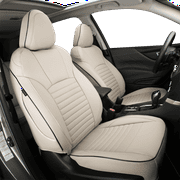 EKR Custom Fit Outback Leather Car Seat Covers for 2010 2011 2012 2013 2014 Subaru Outback Base, Limited, Premium Full Set Auto Front Rear Protector Beige