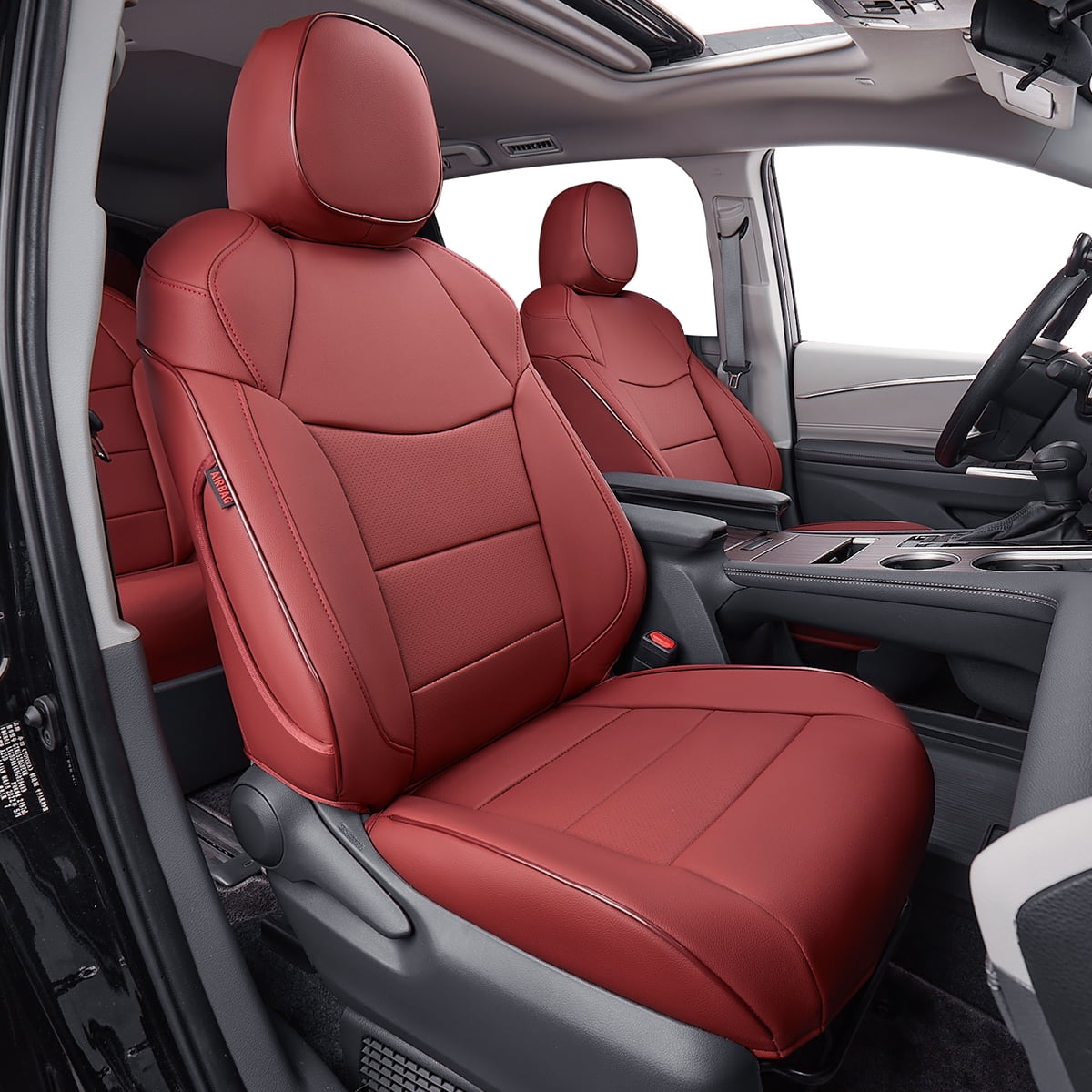 EKR Custom Fit Palisade Car Seat Covers for Hyundai Palisade SE SEL 8 Seat Only 2020 2021 2022 2023 2024 Leatherette Burgundy