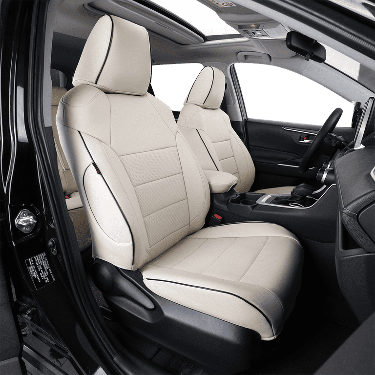 EKR Custom Fit Pilot Car Seat Covers for Honda Pilot LX EX 2016 2021 Three Rows 8 Seat Full Set Leather Beige