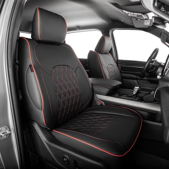 Rams Black Rams EKR Custom Fit RAM 1500 Car Seat Covers for 2019-2025 RAM 1500 ...