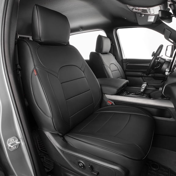 EKR Custom Fit RAM 1500 Car Seat Covers for 2019-2025 RAM 1500 Tradesman & 2026 Express Crew Cab -Seat Cover for Pickup Trucks Full Set Waterproof Leather(Black)
