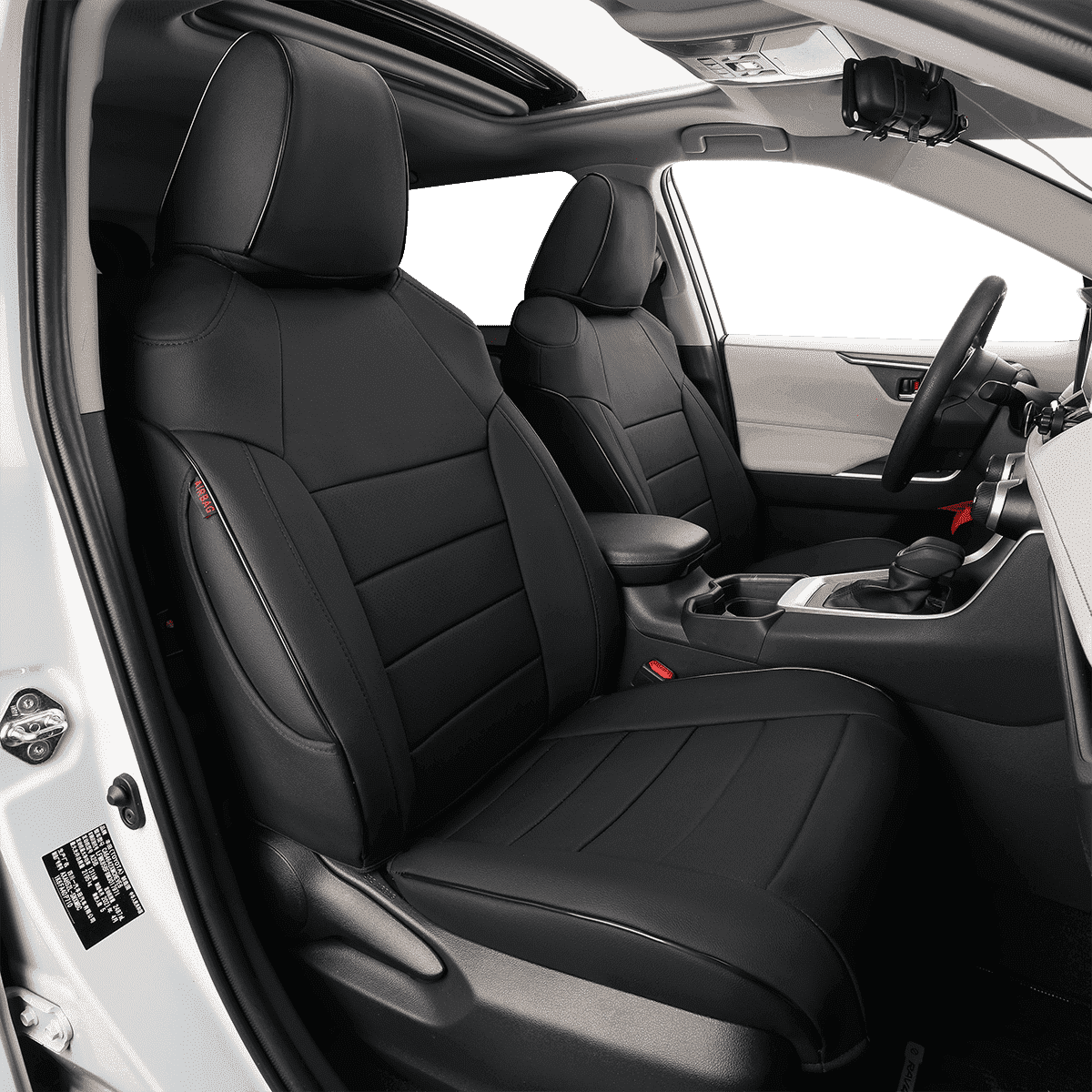 EKR Rav4 Car Seat Covers Custom-Fit for Toyota RAV4 LE,XLE,XLE Premium,Limited 2019-2025 Full Set Faxu Leather Seat Cushion Waterproof Automotive Seat Protectors(Black)