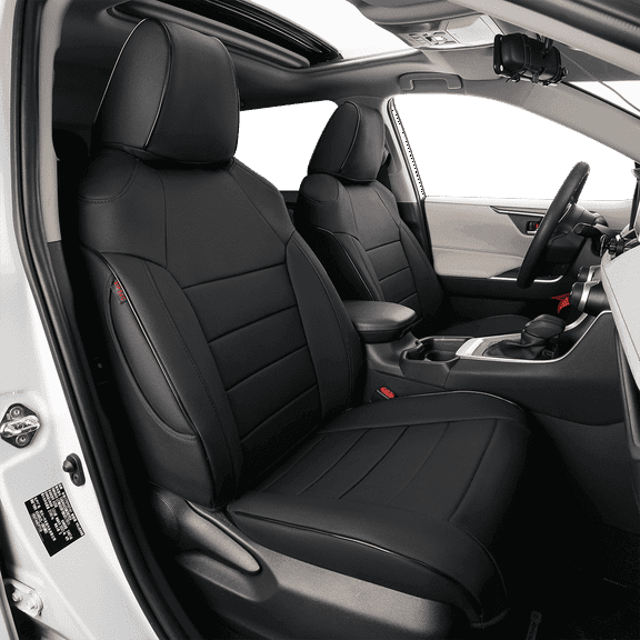 EKR Custom Fit RAV4 Car Seat Covers for Toyota RAV4 2019 2020 2021 2022 2023 2024 2025 LE,XLE,XLE Premium,Limited Full Set,Leather(Black)