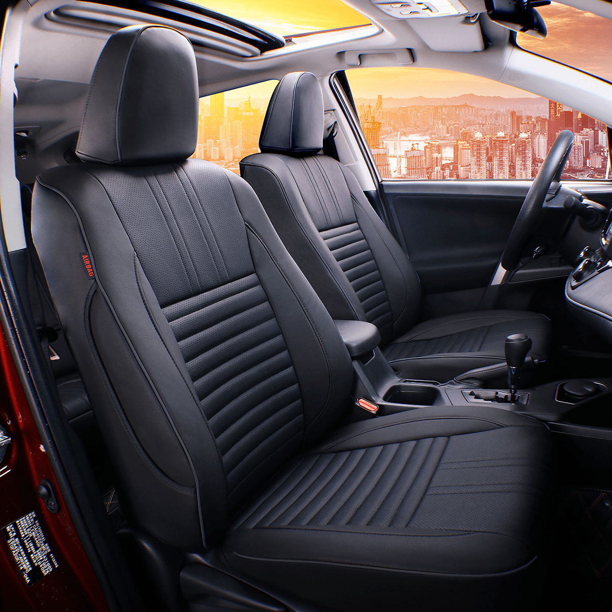 EKR Custom Fit RAV4 Toyota 20132018 XLE, SE, Platinum, Adventure Leather Seat Cover Set (Black