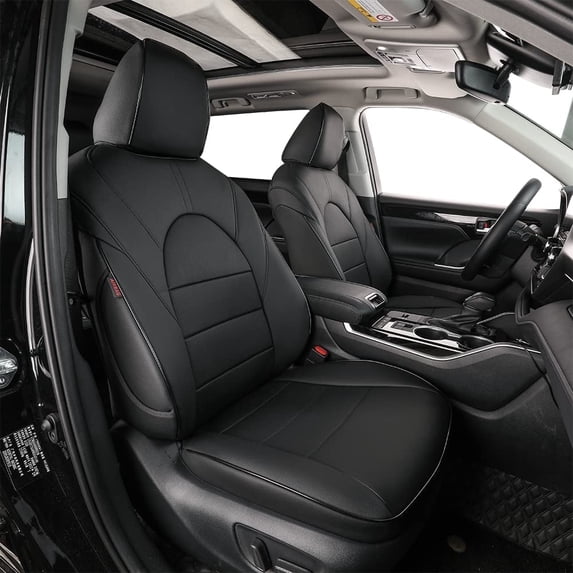 EKR Custom Fit Sienna Car Seat Covers for Select Toyota Sienna XLE,Woodland Edition,XSE,Limited,Platinum 2021-2023 - Three Row,Leather Full Set(Black)