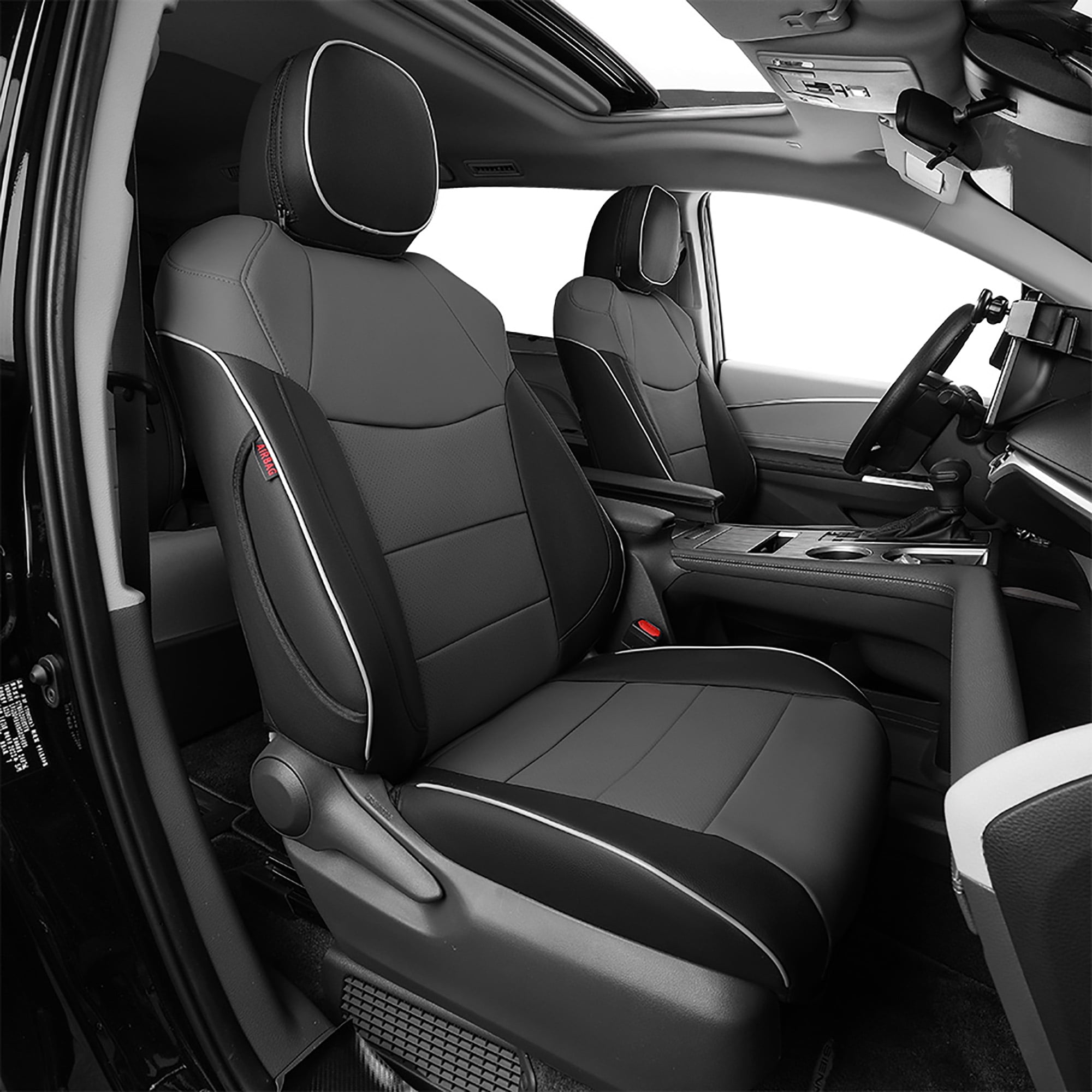EKR Custom Fit Sienna Car Seat Covers for Toyota Sienna L 2011-2015 2016  2017 2018 2019 2020-Three Row,Full Set Neoprene(Black)