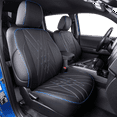 thumbnail image 1 of EKR Custom Fit Silverado 1500/2500/3500 Car Seat Covers for 2019 2020 2021 2022 2023 2024 Chevy Silverado -Leather Auto Seat Covers Full Set(Black with Blue Trim), 1 of 7