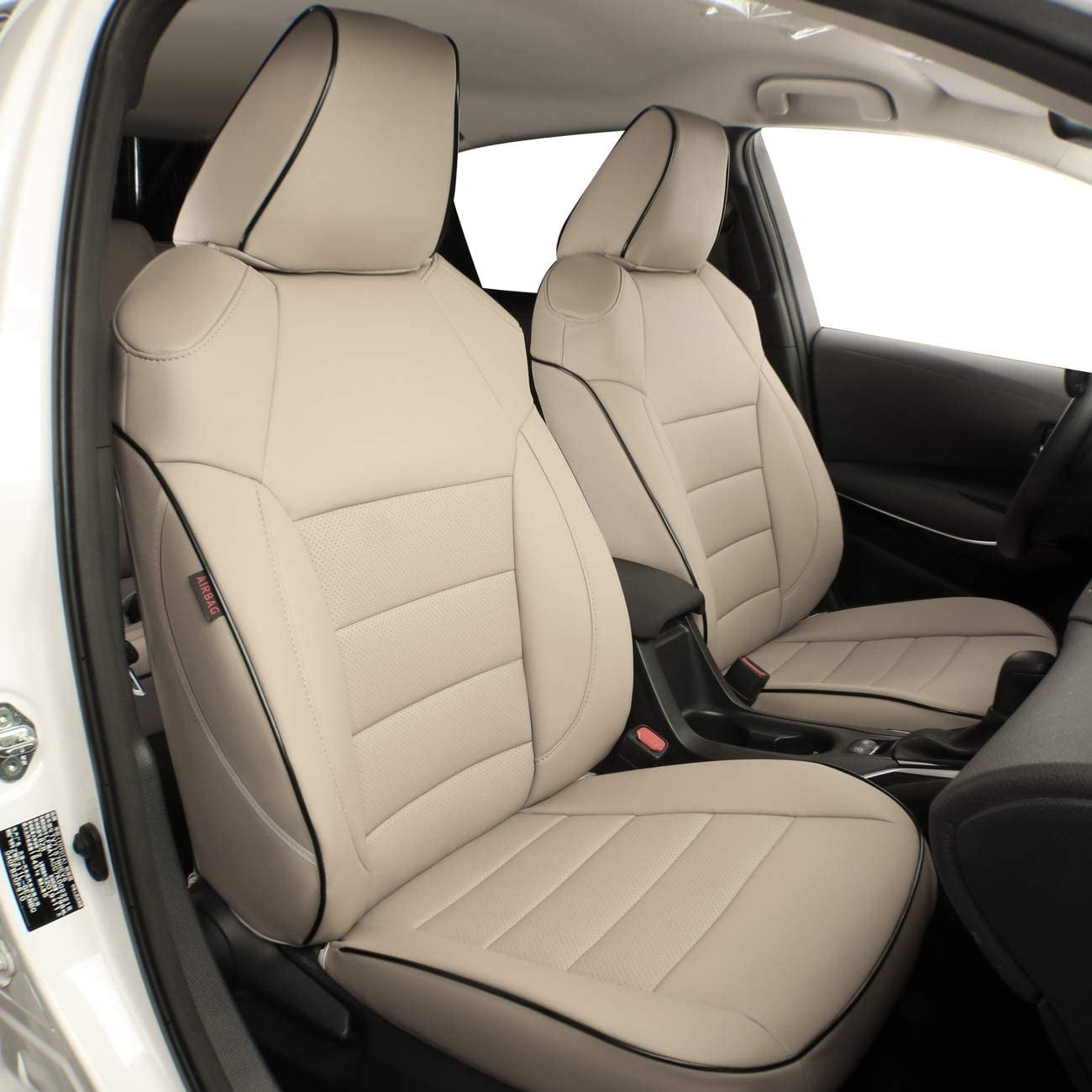 Beige Luxury Leatherette Sporty Handmade Car Seat Covers for