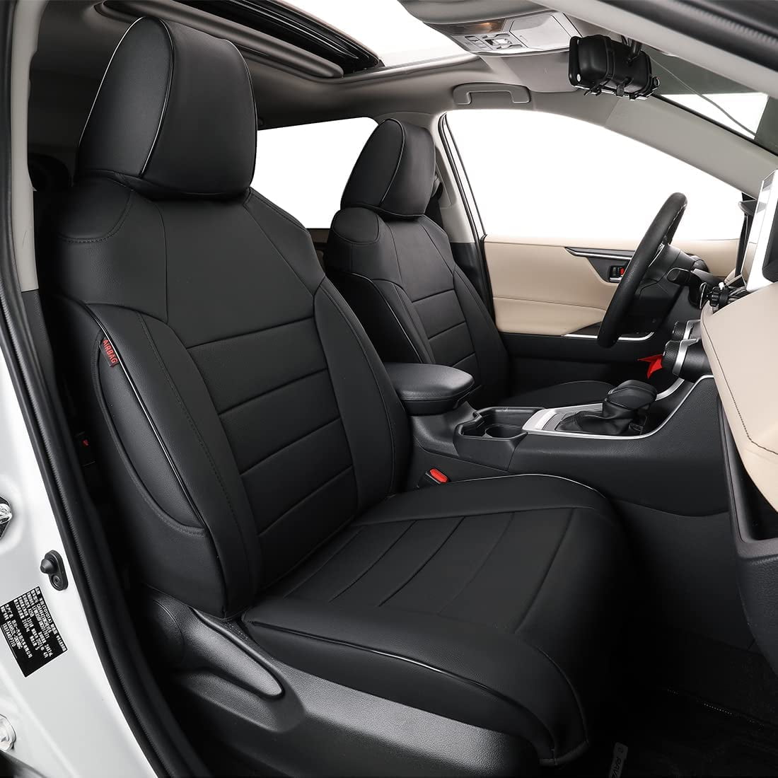 EKR Custom Fit Tiguan Car Seat Covers for Volkswagen Tiguan SEL  Premium,Sport,SE,S 2018 2019 2020 2021 2022 2023 -Full Set Leather(Beige) 